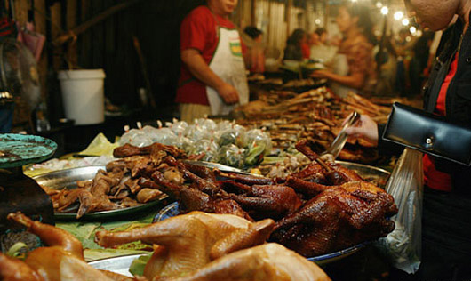 Thịt nướng, cá nướng, trứng nướng Luang Prabang